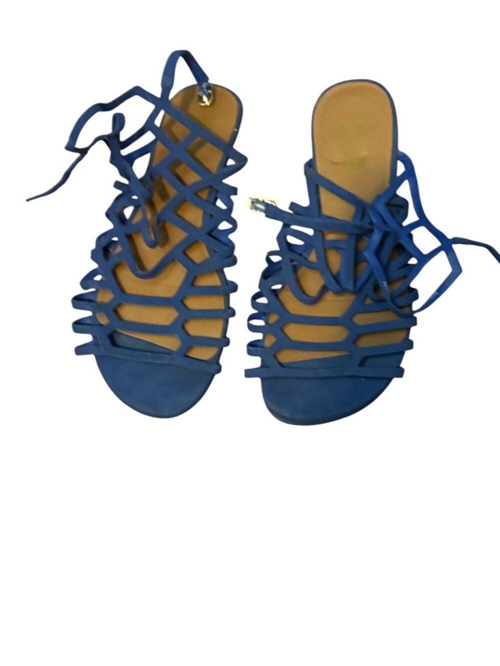 Bamboo Women’s Blue Strappy Lace-Up Sandals – Size 9
